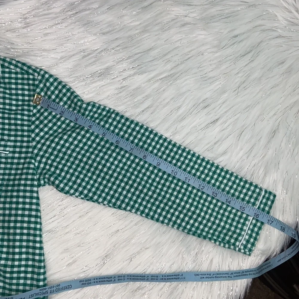 Petite Plume size 10 Green Gingham Classic Flannel Pajama Shirt